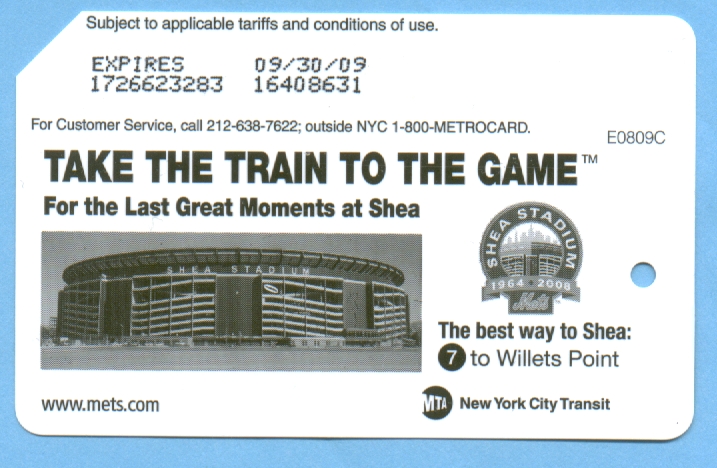 METS Subway Series NYC MetroCard, Expired-Mint condition